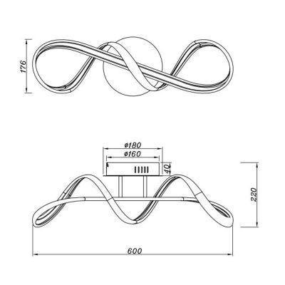 PERUGIA PLAFONIERA SINUOSA IN FINITURA BIANCA O CROMO LED 28W LUCE 4000K DIMMERABILE MODERNA RL - Cristalensi Shop Online
