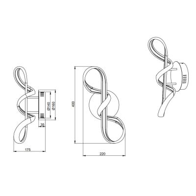 PERUGIA APPLIQUE SINUOSA IN FINITURA BIANCA O CROMO LED 18W LUCE 4000K DIMMERABILE MODERNA RL - Cristalensi Shop Online