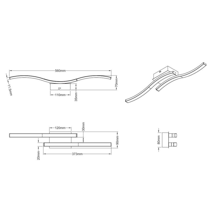 ROUTE PLAFONIERA MODERNA LED 10W LUCE 3000K o 4000K CON 2 BACCHETTE METALLO 5 COLORI RL - Cristalensi Shop Online