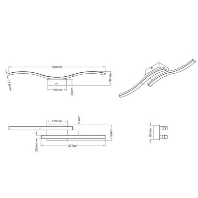 ROUTE PLAFONIERA MODERNA LED 10W LUCE 3000K o 4000K CON 2 BACCHETTE METALLO 5 COLORI RL - Cristalensi Shop Online