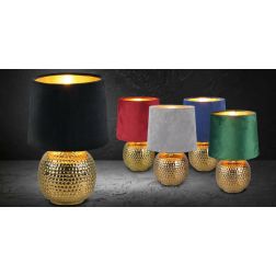 SOPHIA LAMPADA DA TAVOLO CLASSICA IN CERAMICA ORO CON PARALUME IN TESSUTO 5 COLORI ATTACCO E14 RL - Cristalensi Shop Online