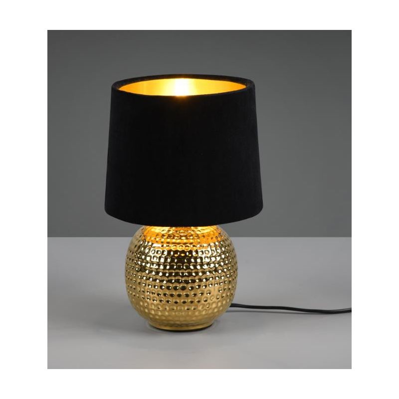 SOPHIA LAMPADA DA TAVOLO CLASSICA IN CERAMICA ORO CON PARALUME IN TESSUTO 5 COLORI ATTACCO E14 RL - Cristalensi Shop Online