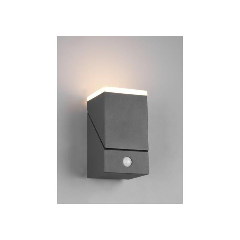 AVON APPLIQUE ORIENTABILE IP54 CON SENSORE CREPUSCOLARE E DI MOVIMENTO ANTRACITE LED 6W LUCE 3000K TRIO LIGHTING - Cristalensi S