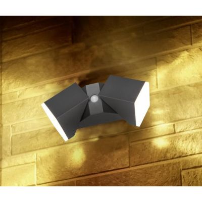 AVON APPLIQUE 2 LUCI ORIENTABILE IP54 CON SENSORE CREPUSCOLARE E DI MOVIMENTO ANTRACITE LED 12W LUCE TRIO LIGHTING - Cristalensi