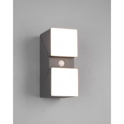 AVON APPLIQUE 2 LUCI ORIENTABILE IP54 CON SENSORE CREPUSCOLARE E DI MOVIMENTO ANTRACITE LED 12W LUCE TRIO LIGHTING - Cristalensi