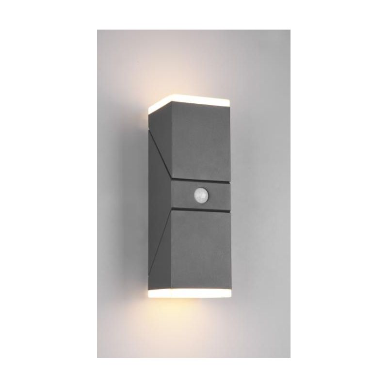AVON APPLIQUE 2 LUCI ORIENTABILE IP54 CON SENSORE CREPUSCOLARE E DI MOVIMENTO ANTRACITE LED 12W LUCE TRIO LIGHTING - Cristalensi