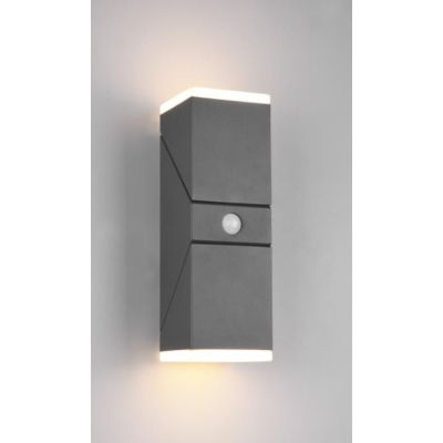 AVON APPLIQUE 2 LUCI ORIENTABILE IP54 CON SENSORE CREPUSCOLARE E DI MOVIMENTO ANTRACITE LED 12W LUCE TRIO LIGHTING - Cristalensi