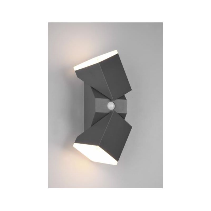AVON APPLIQUE 2 LUCI ORIENTABILE IP54 CON SENSORE CREPUSCOLARE E DI MOVIMENTO ANTRACITE LED 12W LUCE TRIO LIGHTING - Cristalensi