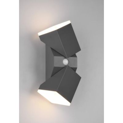 AVON APPLIQUE 2 LUCI ORIENTABILE IP54 CON SENSORE CREPUSCOLARE E DI MOVIMENTO ANTRACITE LED 12W LUCE TRIO LIGHTING - Cristalensi