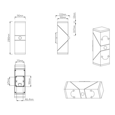 AVON APPLIQUE 2 LUCI ORIENTABILE IP54 CON SENSORE CREPUSCOLARE E DI MOVIMENTO ANTRACITE LED 12W LUCE TRIO LIGHTING - Cristalensi