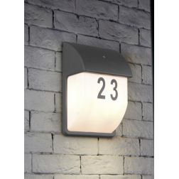 MERSEY APPLIQUE DA ESTERNO CON NUMERI E LETTERE E SENSORE CREPUSCOLARE IP44 ANTRACITE TRIO LIGHTING - Cristalensi Shop Online