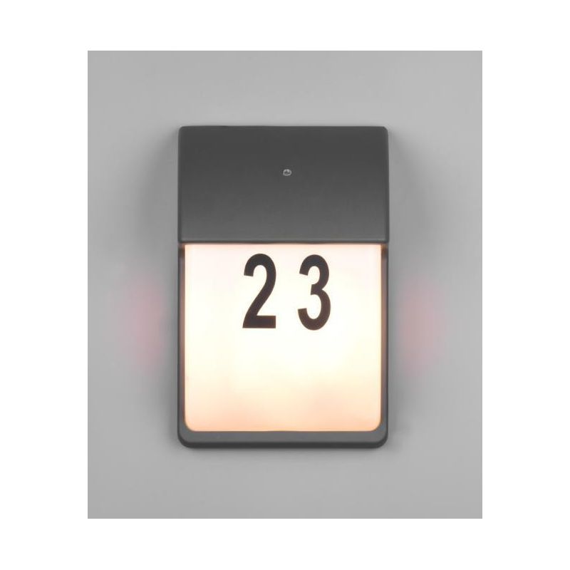 MERSEY APPLIQUE DA ESTERNO CON NUMERI E LETTERE E SENSORE CREPUSCOLARE IP44 ANTRACITE TRIO LIGHTING - Cristalensi Shop Online