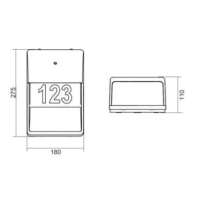 MERSEY APPLIQUE DA ESTERNO CON NUMERI E LETTERE E SENSORE CREPUSCOLARE IP44 ANTRACITE TRIO LIGHTING - Cristalensi Shop Online