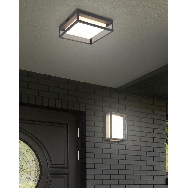 WITHAM PLAFONIERA MODERNA 30X30 LED 14W LUCE 2300,3000,4000K DA ESTERNO IP54 ANTRACITE TRIO LIGHTING - Cristalensi Shop Online