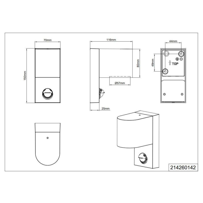 ROYA APPLIQUE DA ESTERNI IP44 SENSORE DI MOVIMENTO ANTRACITE ATTACCO GU10 TRIO LIGHTING - Cristalensi Shop Online