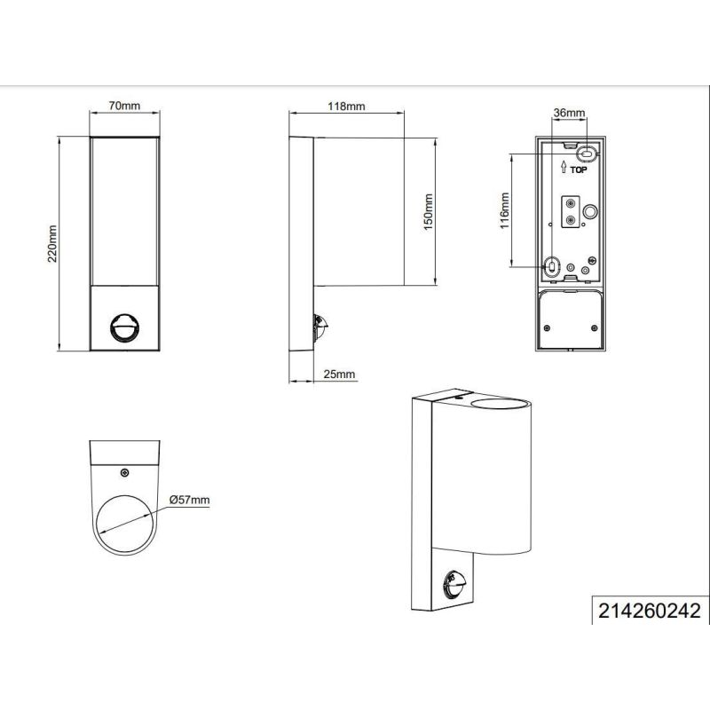 ROYA APPLIQUE DA ESTERNI IP44 CON SENSORE DI MOVIMENTO ANTRACITE ATTACCO 2XGU10 TRIO LIGHTING - Cristalensi Shop Online