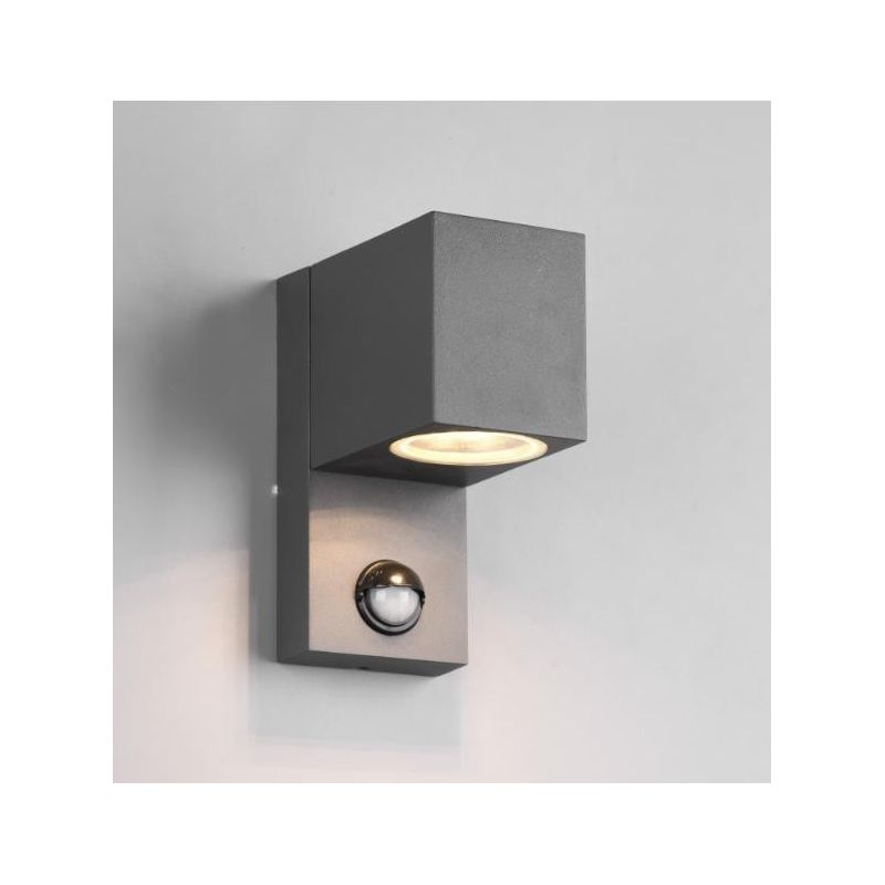 ROYA APPLIQUE CUBO DA ESTERNI IP44 SENSORE DI MOVIMENTO ANTRACITE ATTACCO GU10 TRIO LIGHTING - Cristalensi Shop Online