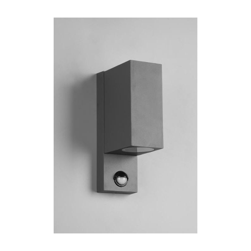 ROYA APPLIQUE CUBICA DA ESTERNI IP44 CON SENSORE DI MOVIMENTO ANTRACITE ATTACCO 2XGU10 TRIO LIGHTING - Cristalensi Shop Online