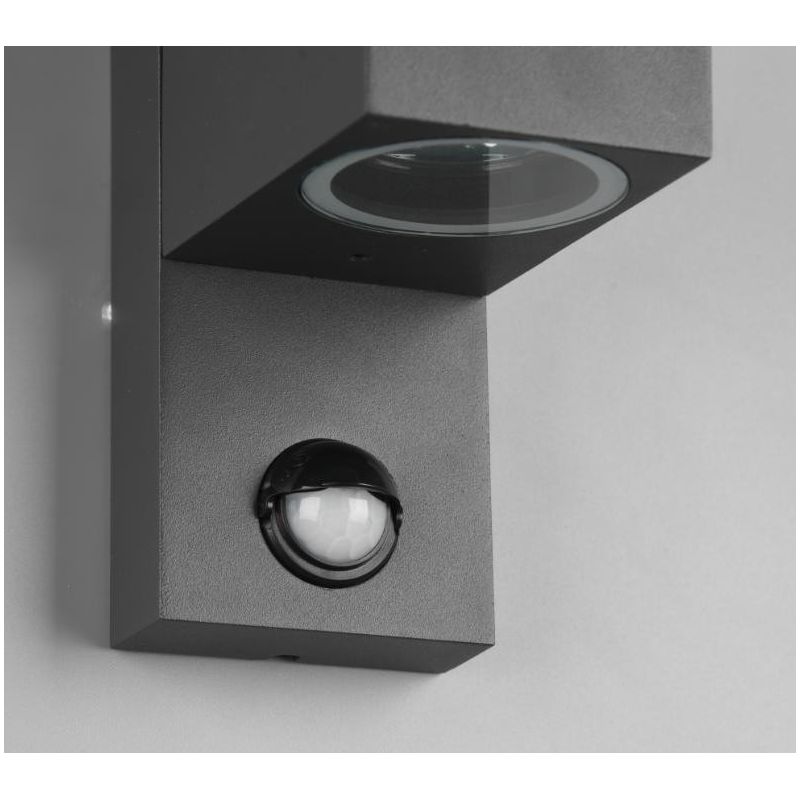 ROYA APPLIQUE CUBICA DA ESTERNI IP44 CON SENSORE DI MOVIMENTO ANTRACITE ATTACCO 2XGU10 TRIO LIGHTING - Cristalensi Shop Online