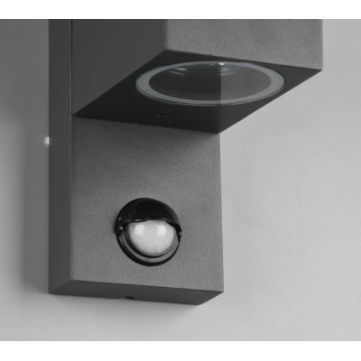 ROYA APPLIQUE CUBICA DA ESTERNI IP44 CON SENSORE DI MOVIMENTO ANTRACITE ATTACCO 2XGU10 TRIO LIGHTING - Cristalensi Shop Online