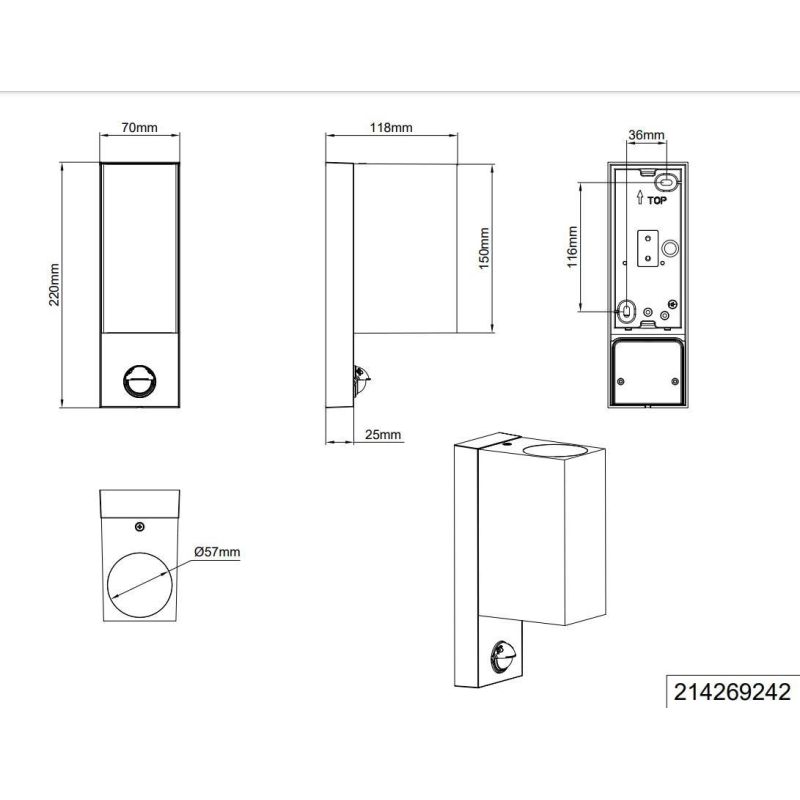ROYA APPLIQUE CUBICA DA ESTERNI IP44 CON SENSORE DI MOVIMENTO ANTRACITE ATTACCO 2XGU10 TRIO LIGHTING - Cristalensi Shop Online