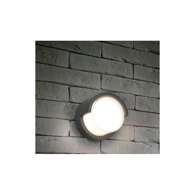 PUNO APPLIQUE DA ESTERNI ROTONDA IP54 LED 8W LUCE 3000K NERA D15 CM RL - Cristalensi Shop Online