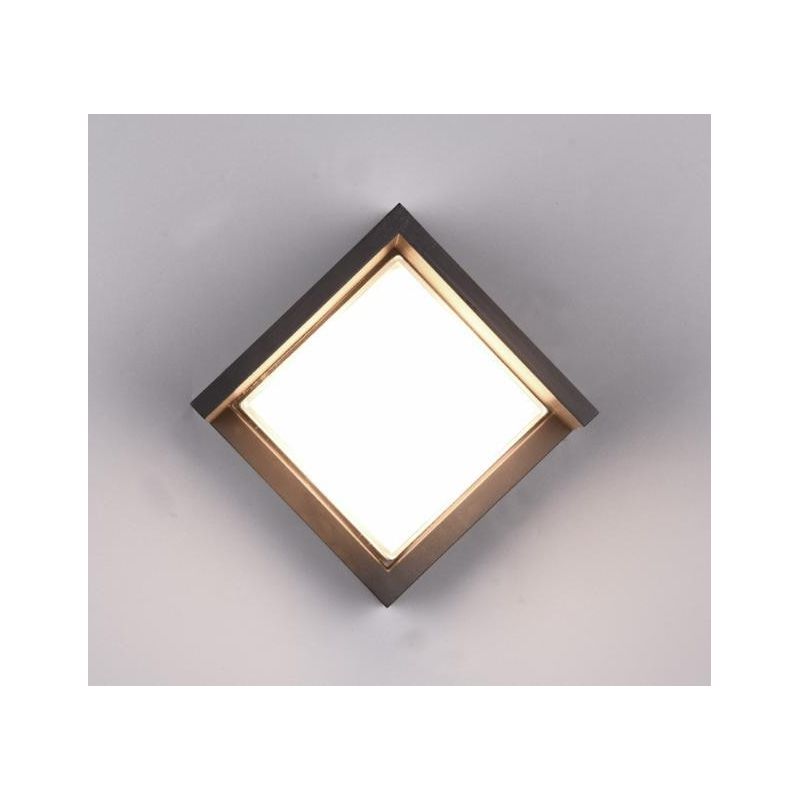 PUNO APPLIQUE DA ESTERNI QUADRATA IP54 LED 8W LUCE 3000K NERA CM 15x15 RL - Cristalensi Shop Online