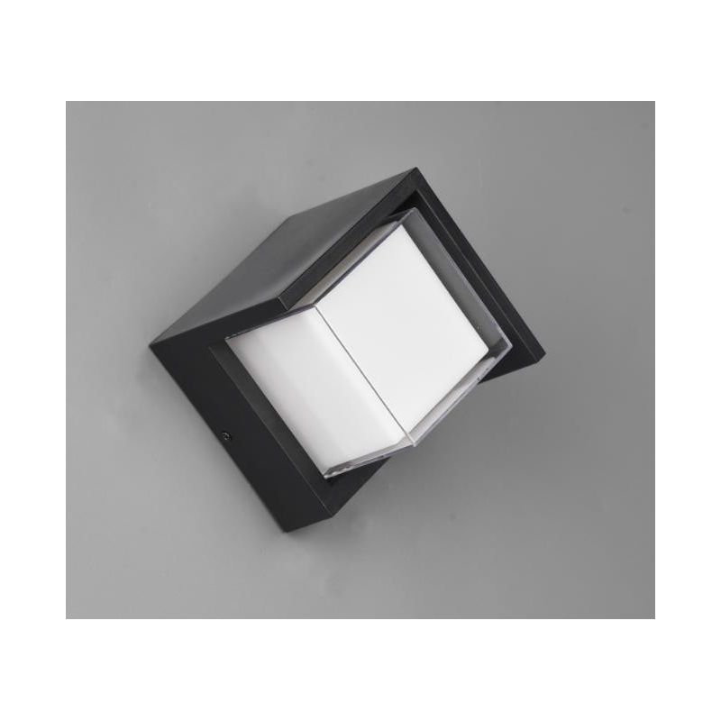 PUNO APPLIQUE DA ESTERNI QUADRATA IP54 LED 8W LUCE 3000K NERA CM 15x15 RL - Cristalensi Shop Online