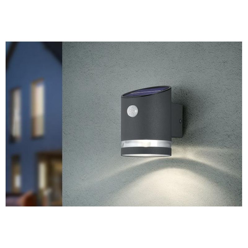 SALTA APPLIQUE AD ENERGIA SOLARE CON SENSORE DI MOVIMENTO IP44 NICHEL O ANTRACITE LED 3W RL - Cristalensi Shop Online