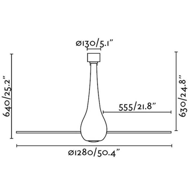 ETERFAN VENTILATORE DI DIAMETRO 128 CM CON FUSTO IN VETRO IN VARI COLORI FARO VENTILATORI - Cristalensi Shop Online