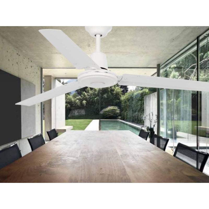 ECO INDUS VENTILATORE DI DIAMETRO 120 CM IN METALLO BIANCO SENZA LUCE FARO VENTILATORI - Cristalensi Shop Online