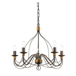 CANDELA SOSPENSIONE 5 LUCI CLASSICA IN METALLO BIANCO AVORIO O BRONZO CON LAMPADINE A VISTA CRISTALENSI LUX - Cristalensi Shop O 2