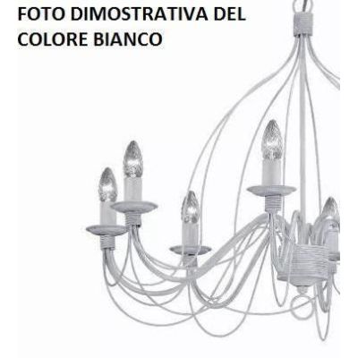 CANDELA SOSPENSIONE 5 LUCI CLASSICA IN METALLO BIANCO AVORIO O BRONZO CON LAMPADINE A VISTA CRISTALENSI LUX - Cristalensi Shop O