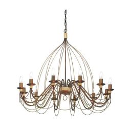 CANDELA SOSPENSIONE 12 LUCI CLASSICA IN METALLO BIANCO AVORIO O BRONZO CON LAMPADINE A VISTA CRISTALENSI LUX - Cristalensi Shop 2