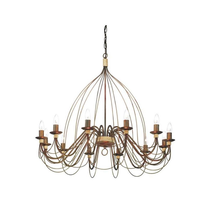 CANDELA SOSPENSIONE 12 LUCI CLASSICA IN METALLO BIANCO AVORIO O BRONZO CON LAMPADINE A VISTA CRISTALENSI LUX - Cristalensi Shop