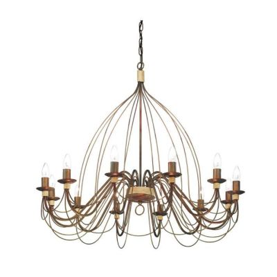 CANDELA SOSPENSIONE 12 LUCI CLASSICA IN METALLO BIANCO AVORIO O BRONZO CON LAMPADINE A VISTA CRISTALENSI LUX - Cristalensi Shop