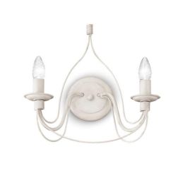CANDELA APPLIQUE 2 LUCI CLASSICA IN METALLO BIANCO AVORIO O BRONZO CON LAMPADINE A VISTA CRISTALENSI LUX - Cristalensi Shop Onli 2