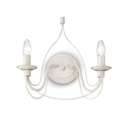 CANDELA APPLIQUE 2 LUCI CLASSICA IN METALLO BIANCO AVORIO O BRONZO CON LAMPADINE A VISTA CRISTALENSI LUX - Cristalensi Shop Onli