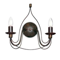 CANDELA APPLIQUE 2 LUCI CLASSICA IN METALLO BIANCO AVORIO O BRONZO CON LAMPADINE A VISTA CRISTALENSI LUX - Cristalensi Shop Onli