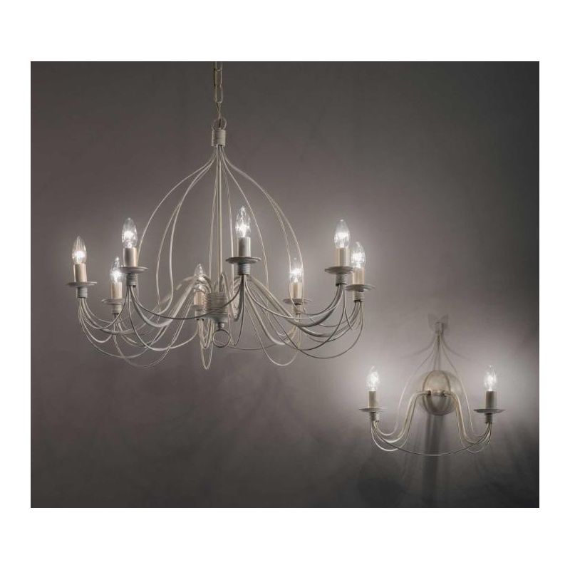 CANDELA APPLIQUE 2 LUCI CLASSICA IN METALLO BIANCO AVORIO O BRONZO CON LAMPADINE A VISTA CRISTALENSI LUX - Cristalensi Shop Onli