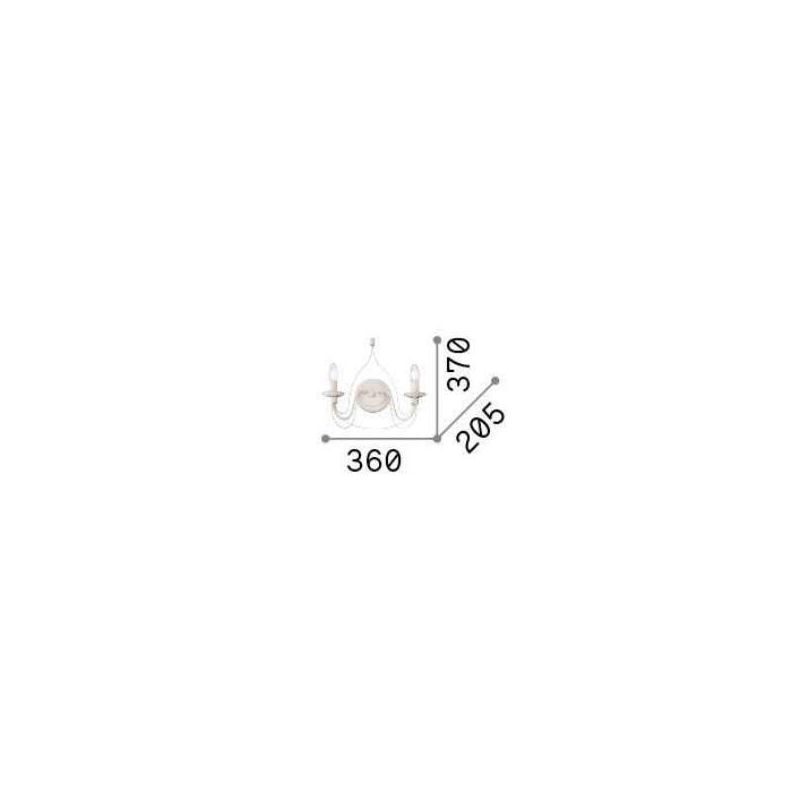 CANDELA APPLIQUE 2 LUCI CLASSICA IN METALLO BIANCO AVORIO O BRONZO CON LAMPADINE A VISTA CRISTALENSI LUX - Cristalensi Shop Onli