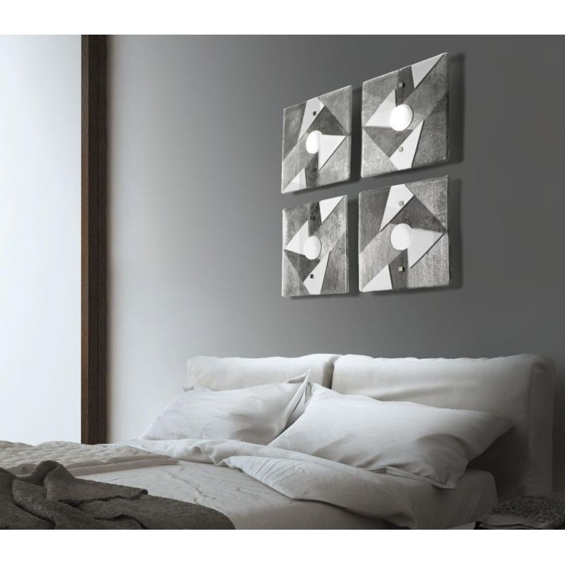 TRIGONO PLAFONIERA 30x30 IN VETRO GRIGIO O AZZURRO MADE IN ITALY LAMPADINA GX53 Familamp - Cristalensi Shop Online