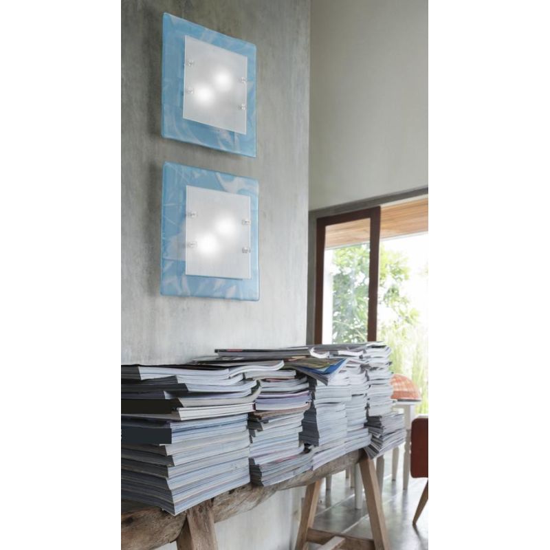 FENICE PLAFONIERA CM 35X35 IN VETRO DISPONIBILE 3 COLORI MODERNA MADE IN ITALY Familamp - Cristalensi Shop Online