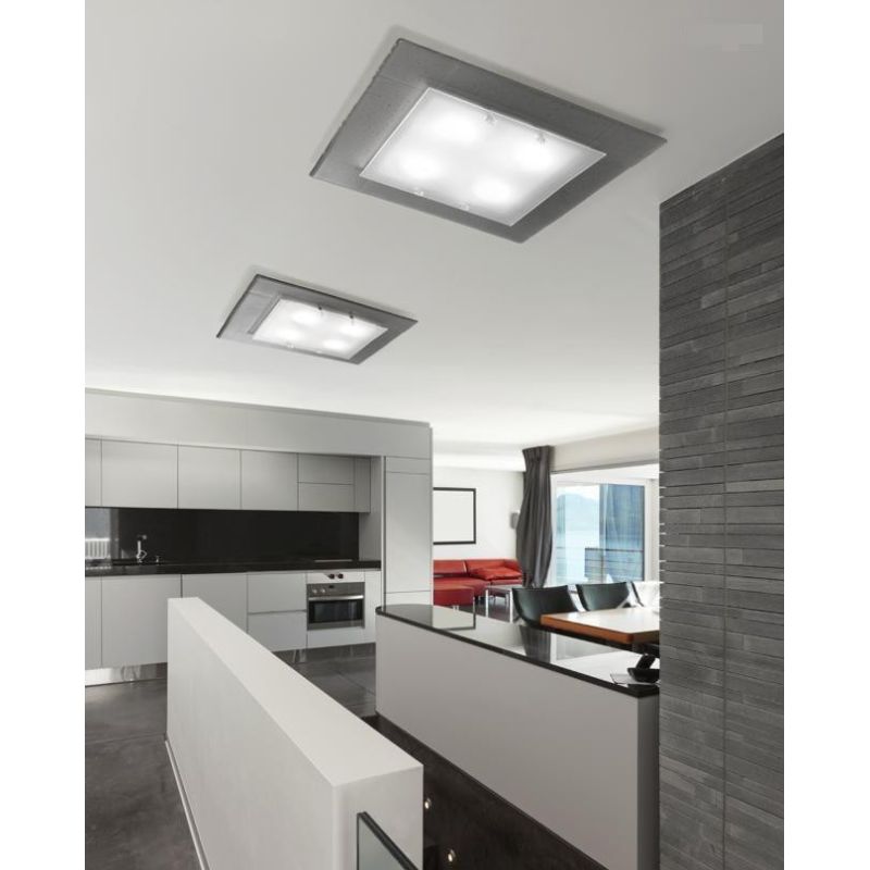 DUCALE PLAFONIERA 58X58 IN VETRO ROSSO,AMBRA,BRONZO O GRIGIO MADE IN ITALY Familamp - Cristalensi Shop Online