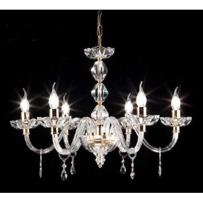 BRIGIDA 6 LUCI LAMPADARIO IN VETRO E CRISTALLO FINITURA ORO ONDALUCE CICIRIELLO - Cristalensi Shop Online