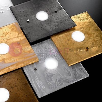 LUCIS PLAFONIERA PICCOLA 30x30 IN VETRO LAVORATO A MANO 7 COLORAZIONI ATTACCO GX53 MADE IN ITALY Familamp - Cristalensi Shop Onl