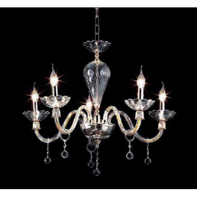 ROXANNE LAMPADARIO 5 LUCI IN CRISTALLO CON PENDAGLIERIA E MONTATURA ORO ONDALUCE CICIRIELLO - Cristalensi Shop Online