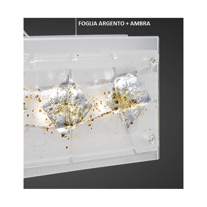 MIAMI PLAFONIERA CM 40X40 IN VETRO IN FOGLIA ORO O ARGENTO CON 7 DECORI MADE IN ITALY Familamp - Cristalensi Shop Online
