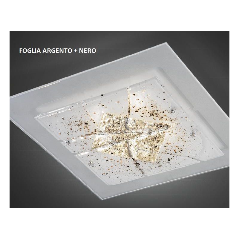 MIAMI APPLIQUE MODERNA 30x20 IN VETRO IN FOGLIA ORO O ARGENTO CON 7 DECORI MADE IN ITALY Familamp - Cristalensi Shop Online