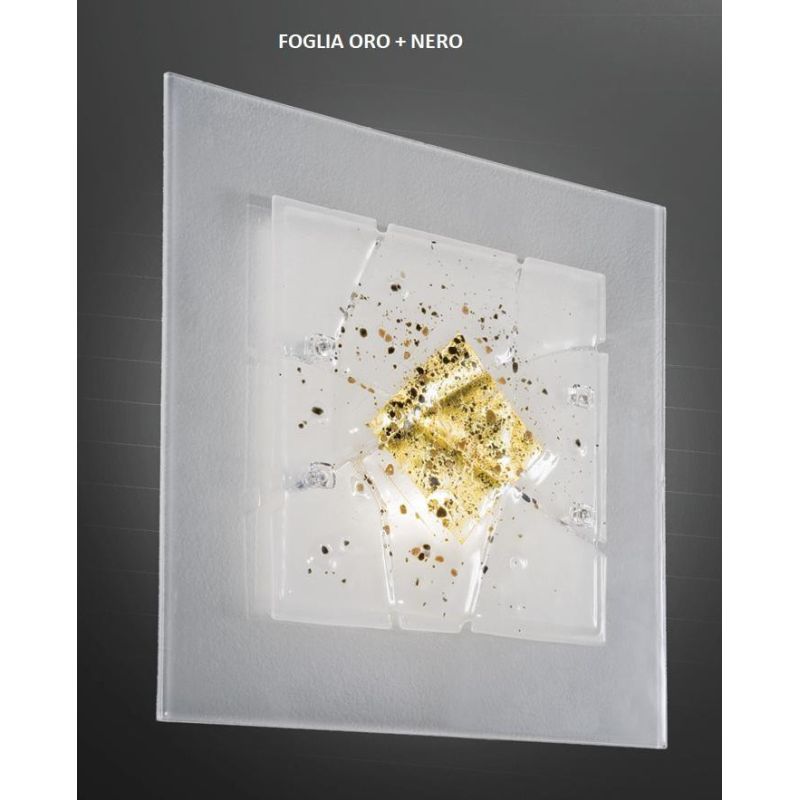 MIAMI PIANTANA MODERNA IN METALLO E VETRO IN FOGLIA ORO O ARGENTO CON 7 DECORI MADE IN ITALY Familamp - Cristalensi Shop Online